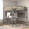 Flash Furniture Riley Loft Bed Frame w/Desk, Full Size Wooden Bed Frame w/Guard Rails & Ladder - Light Gray MH-LBD5-LGY-F-GG - alternate 1